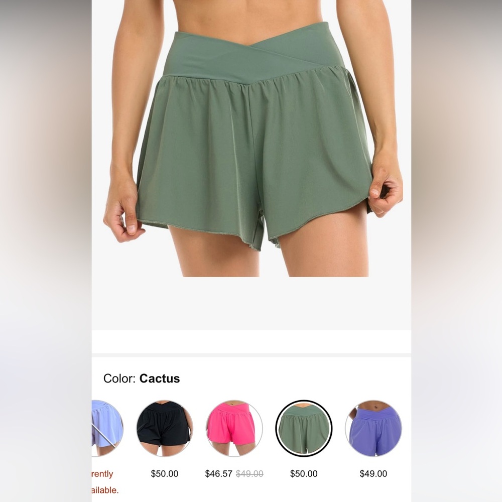 Women's Green Shorts with Built in Shorts
